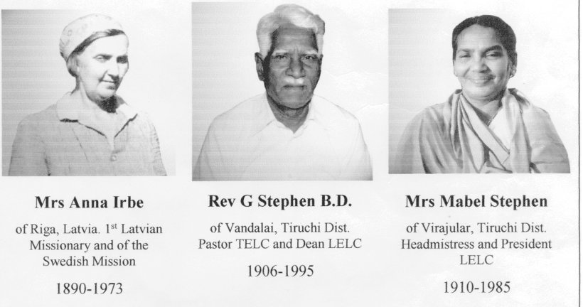 The Original Founders of LELC, Mrs Anna Irbe, Rev. G. Stephens, and Mrs Mabel Stephens founders
